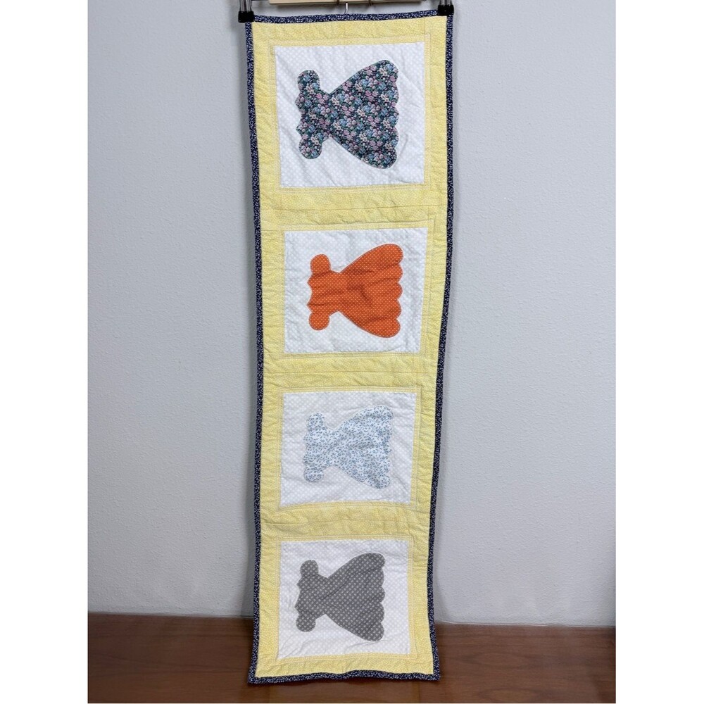 Handmade Yellow Quilted Sundress Wall Hanging Table Runner 12x42